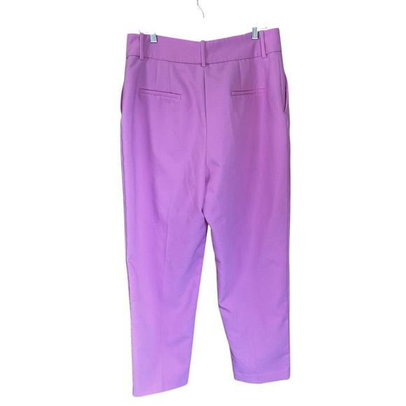 Zara High Waisted Pink Trouser Pants Cropped Ankle XL - Picture 6 of 8